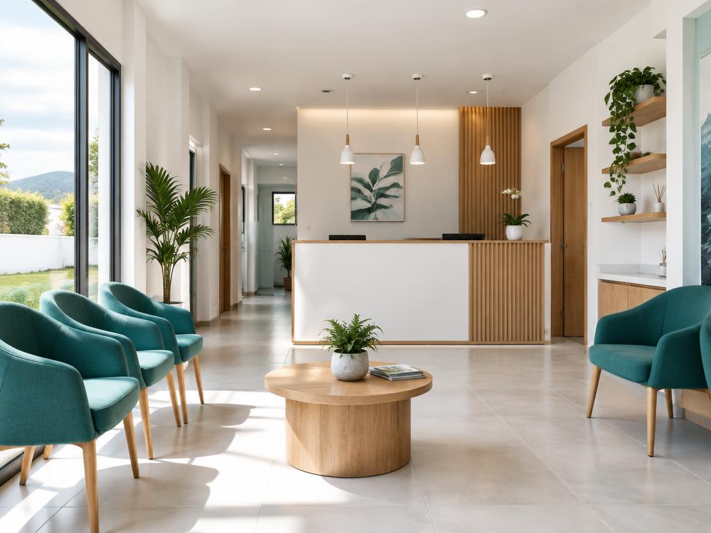 Recepción luminosa de una clínica dental de ejemplo